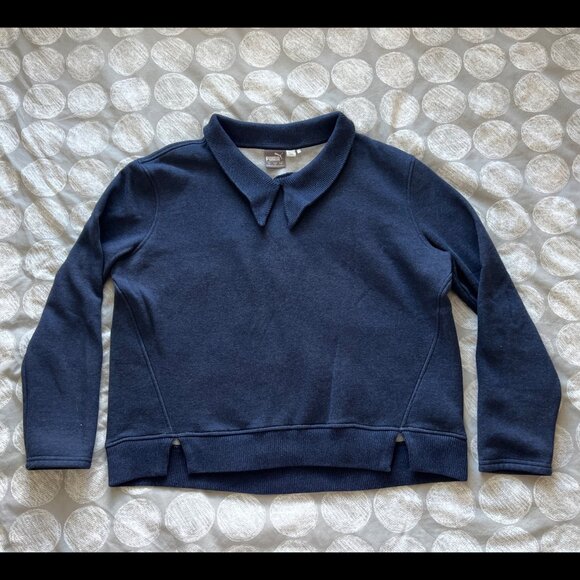 PUMA Golf Women's Cozy Neck Fleece Sweater Peacoat Heather Blue Sz L - Picture 1 of 16